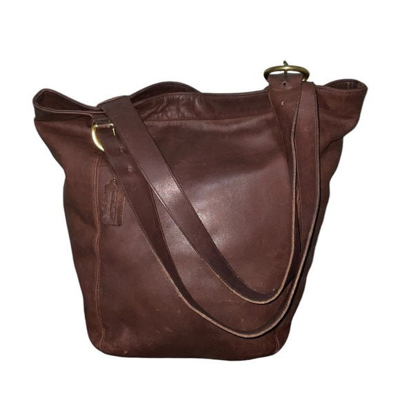 Vintage COACH Waverly XL Leather Tote Bag Brown Mahogany - Picture 3 of 15